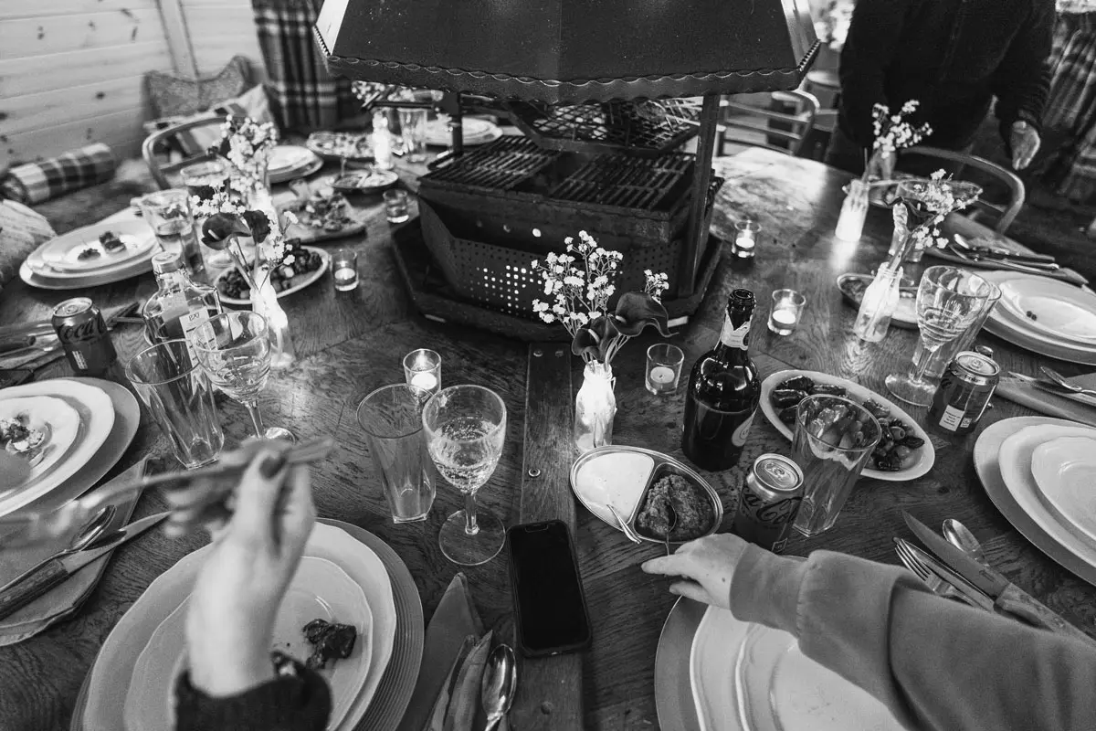 wedding dining on a grill haus at Tree Top Escape